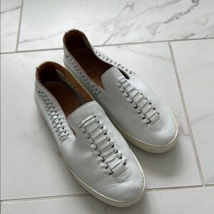 Soludos White Leather Loafers Slip-Ons
